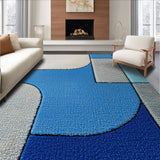 Ultra Soft Area Rug, Non Slip, Stain Resistant, Washable Area Rugs for Living Room, Bedroom, Modern Abstract Grey and Blue Living Room Non-Shedding Rug(Blue)