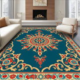 Midnight Medallion Mosaic with Ornate Botanical Scrollwork(Blue)