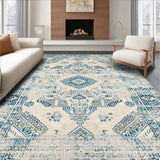 Chic Vintage Boho Area Neutral Beige Blue(Beige)
