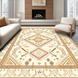 Elegant Beige Geometric Medallion with Tribal Inspired(Beige)
