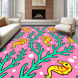 Tropical Seahorse Dance with Flowing Kelp Forest Waves Design(Pink)