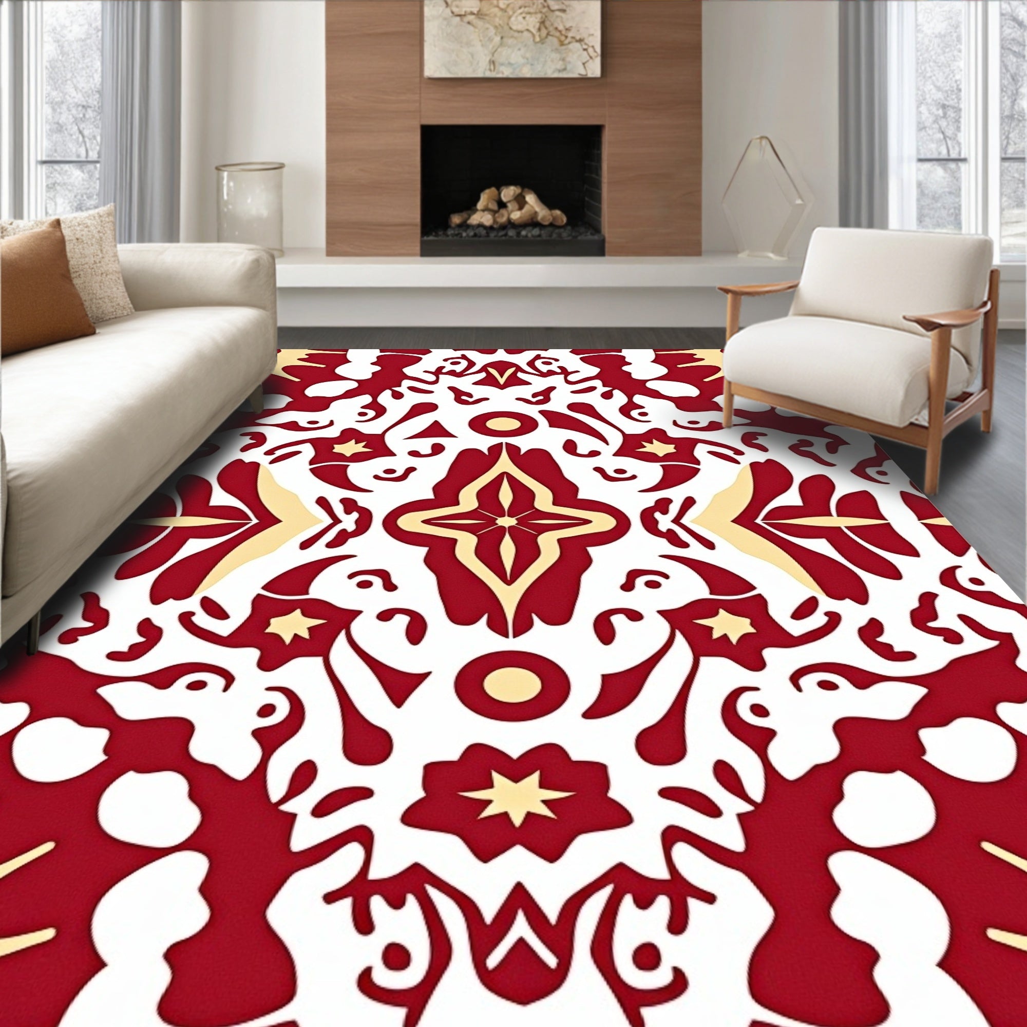 Retro Kaleidoscope Combining Bold Shapes and Ornamental Detailing (Red) - ODIKA