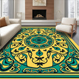 Boho Vintage Medallion Swirl Botanical Floral Emblem Motif (Yellow)