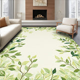 Botanical Retreat Patio Area in Green Beige Lush Foliage(Beige)