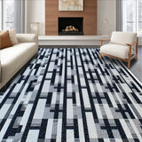 Ultra Soft Area Rug, Non Slip, Stain Resistant, Washable Area Rugs for Living Room, Bedroom, Checkered Geometric(Black)