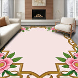 Chinoiserie Peony Bouquet With Interlocking Lattice Accents (Gold) - ODIKA