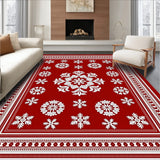 Snowflake Area with Crystalline Winter Design(Red)