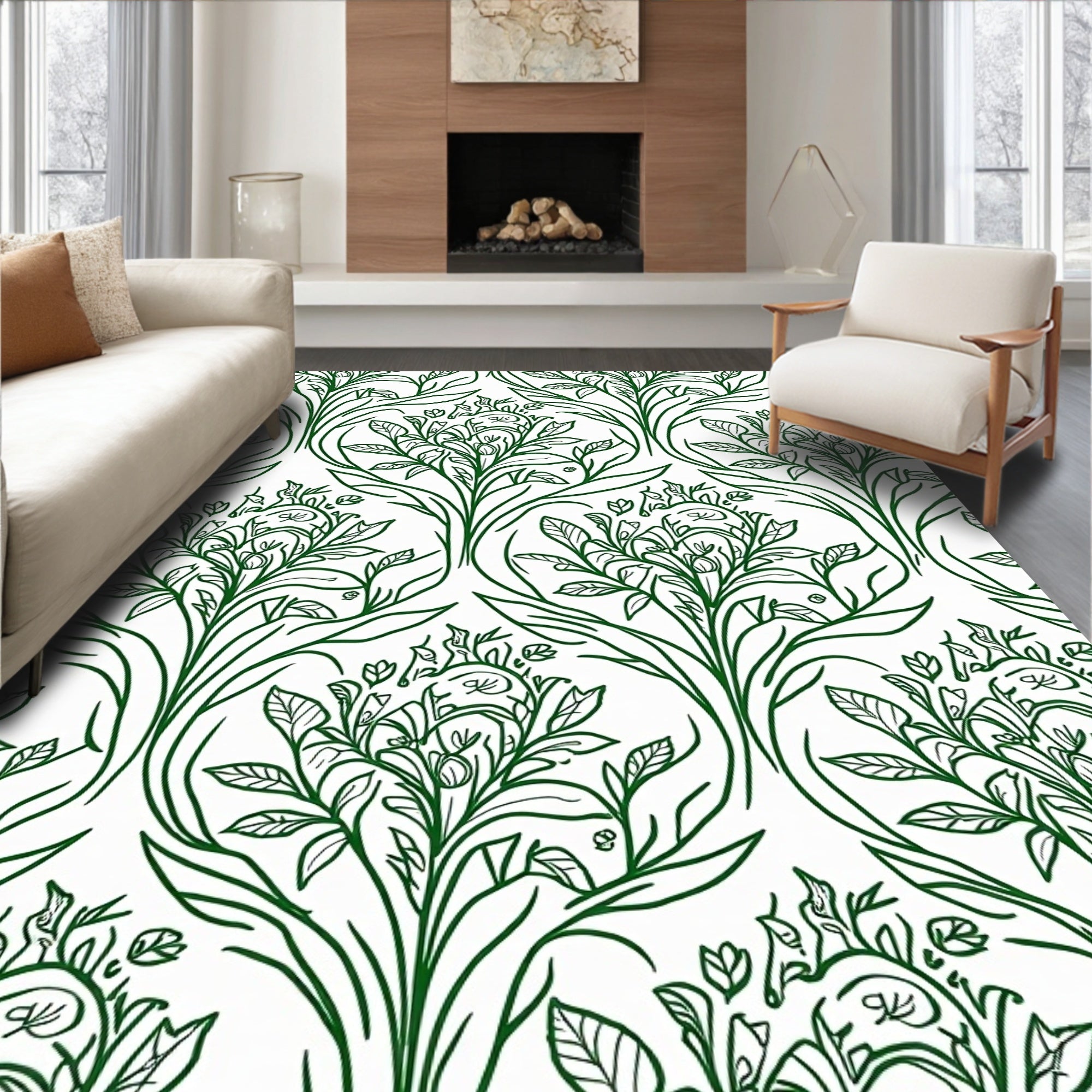 Classic Verdant Tapestry Winding Interlaced Floral Symphony (Green) - ODIKA