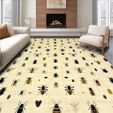 Bug Print Non Slip Beige Area(Beige)