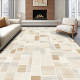 Abstract Mosaic Area with Subdued Neutral Color Blocks and Artistic Flair(Beige)
