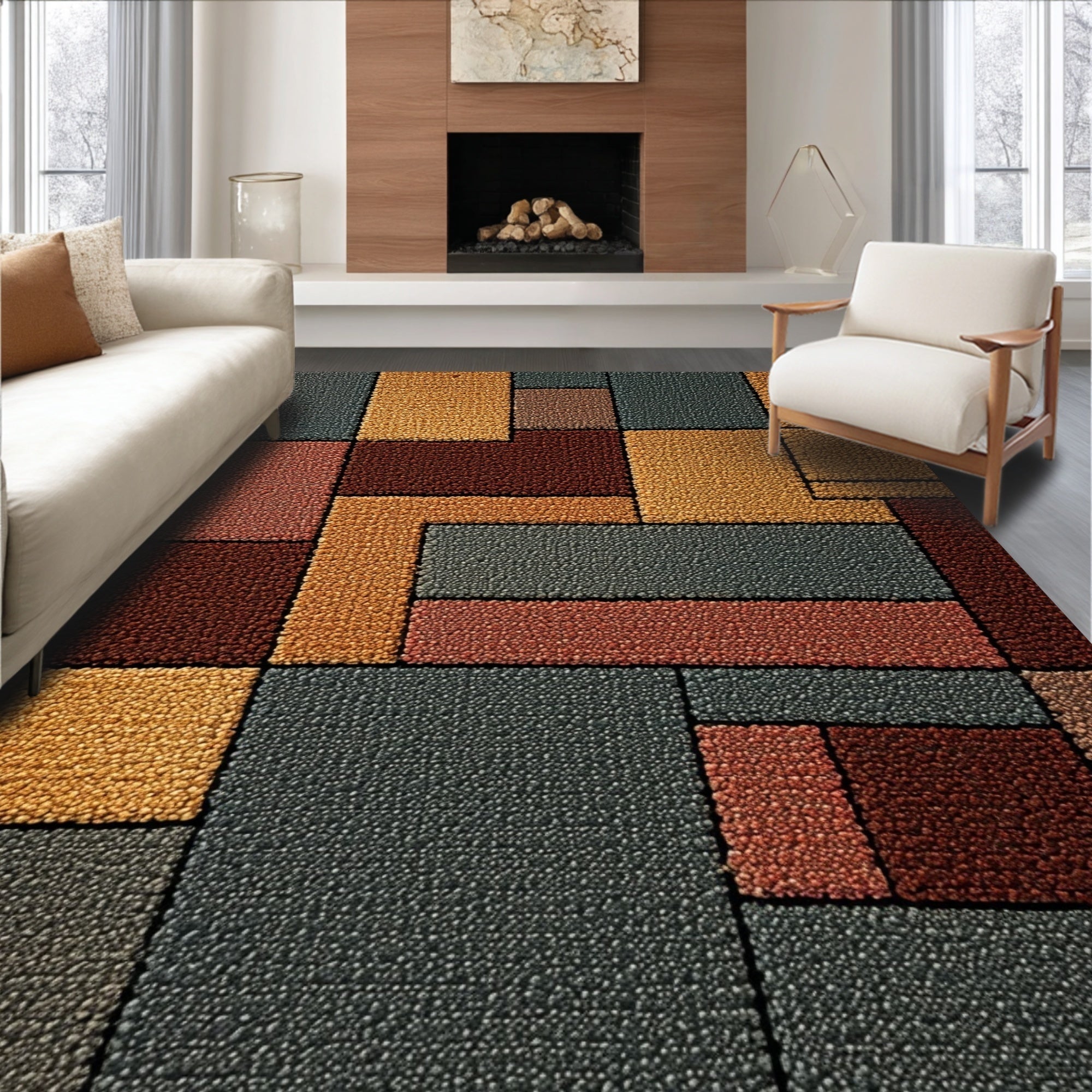 Ultra Soft Area Rug, Non Slip, Stain Resistant, Washable Area Rugs for Living Room, Bedroom, Multi-Colored Contemporary Entryway Non-Slip Rug(Beige)