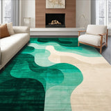 Emerald Echoes Beige & Verdant Abstract Art Area(Dark Teal)