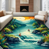 Nature Carved Fishing Scene Cabin(Green)