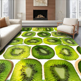 Zesty Kiwi Area Rug Bold Green & Brown Fruit Design Carpet(Green)