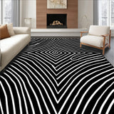 Interlocking Chevron Waves with Abstract Accents (Black)