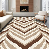 Abstract Inspired Rhythmic Lines and Chevron(Brown)