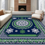 Snowflake Medallion Motif with Trellis and Nordic Accents(Blue)
