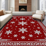Festive Snowflake Wonderland With Elegant Holiday Motifs(Red)