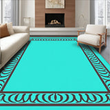 Modern Interlocking Chevron Border with Subtle Wave Motifs (Blue)