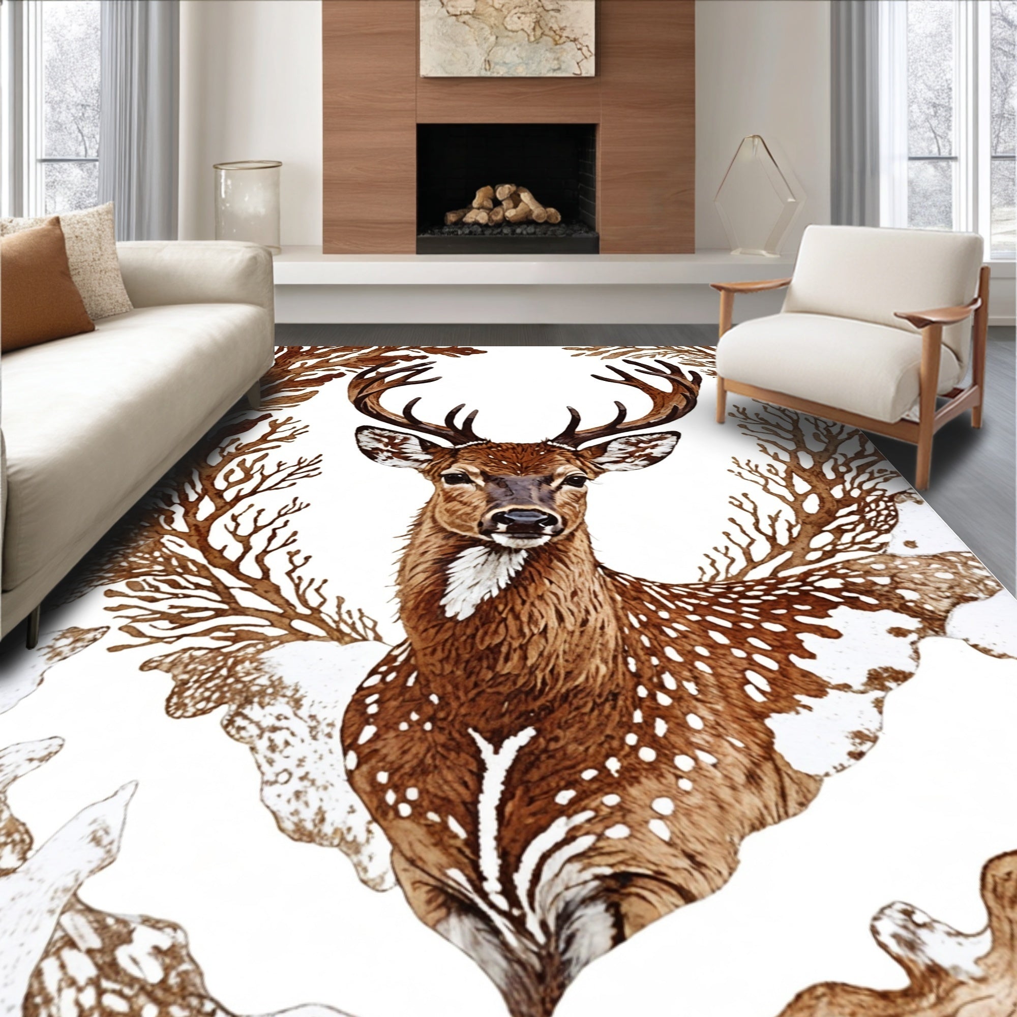 Ultra Soft Area Rug, Non Slip, Stain Resistant, Washable Area Rugs for Living Room, Bedroom, Non-Slip Animal Print Playroom Carpet(Brown)