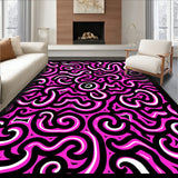 Retro Chic Floral Scrollwork with Abstract Petal Shapes and Curves(Pink)