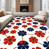 Retro Abstract Botanical Featuring Interlocking Petal Motifs (Red)