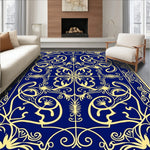 Art Nouveau Inspired Swirling Petal Mosaic with Stylized Blossoms (Blue) - ODIKA