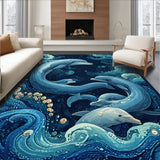 Illusion Nautical with Fluid Octopus Tentacles and Dolphin School(Blue)