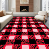 Holiday Gingham Entry Cheerful Checked Floor Covering(Red)