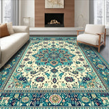 Colorful Boho Chic Geometric Medallion Area(White)
