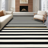 Elegant Dual Tone Horizontal Line Home Decor Textile Floor Covering(Black)
