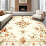 Elegant Entryway Beige Floral Medallion Motif(Beige)
