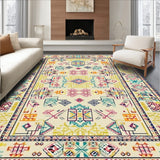 Boho Chic Beige Area with Multi Colored Geometric(Beige)