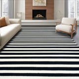 Contemporary Striped Runner Featuring Bold Black and White Contrast Bands(Black)