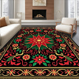 Classic Holiday Floral Tapestry with Festive Botanical Swirls(Black)