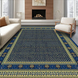 Artisan Geometric Area with Deep Blue and Gold Motifs(Blue)
