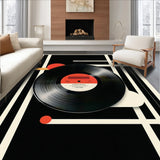 Ultra Soft Area Rug, Non Slip, Stain Resistant, Washable Area Rugs for Living Room, Bedroom, Classical Round Music Decor Meditation Mat(Black)