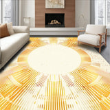 Eclectic Boho Area with Radiant Sunburst Design and Gentle Beige Gradients(Yellow)