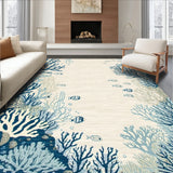 Coral Reef Rhapsody Coastal Nautical Design Beige and Blue(Beige)