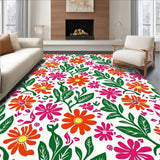 Meadow Wildflower Motif with Intertwined Vine Accents and Boho Petal Details (Orange)