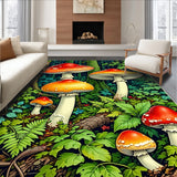 Ultra Soft Area Rug, Non Slip, Stain Resistant, Washable Area Rugs for Living Room, Bedroom, Vintage Mushroom Forest(Red)