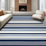Contemporary with Bold Navy and Beige Stripes Design(Blue)