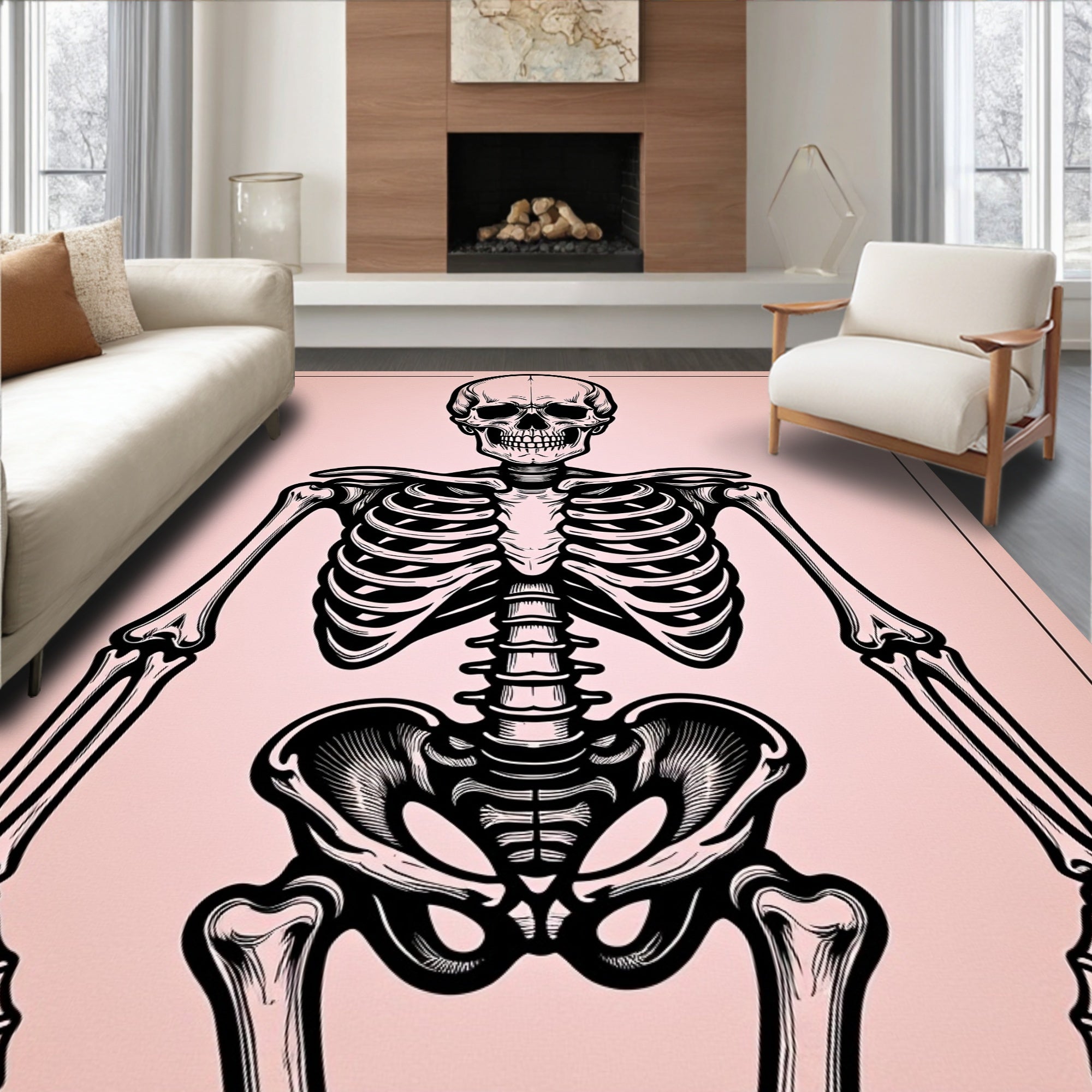 Gothic Skeletal Anatomy Illustration Vintage Medical Diagram (Pink) - ODIKA