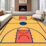 Basketball Court Yellow Floor Coral Key Blue Lines Blue Circle(Gold)