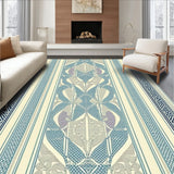 Blue Beige Country Charm Area Interlaced Oval Rustic Classic(Beige)