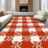 Farmhouse Checkered Lattice Grid Autumn Harvest(Red)