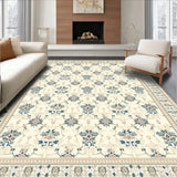 Contemporary Smoke and Beige Floral Inspired with Geometric Accents(Beige)