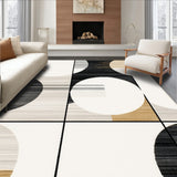 Neutral Toned Modern Area Featuring Geometric Circles and Linear Stripes(Gray)