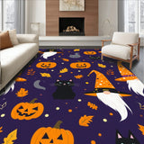 Spooky Harvest Festive Cat Gnome Rug Entrance Carpet Autumn Decor(Purple)