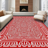 Boho Interlocking Inspired with Playful Graphic Details(Red)